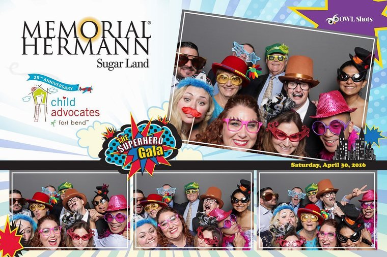 Guests posing at Memorial Hermann Sugar Land's Superhero Gala benefiting Child Advocates of Fort Bend